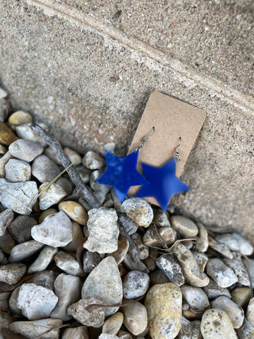 Blue Star Dangle Earrings