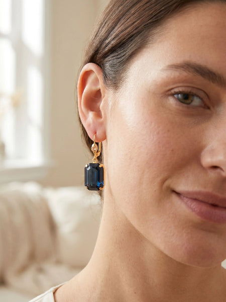 Sorrelli || Kathleen Studded Dangle Earrings - Denim Moon