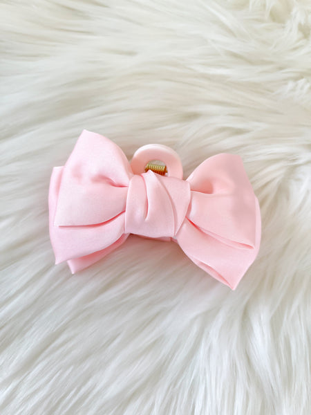 Mini Bow Claw Clip || Blush