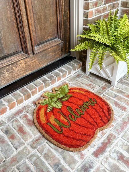 Welcome Pumpkin Coir Mat