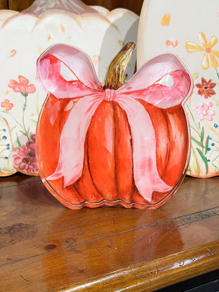Acrylic Pink Ribbon Pumpkin