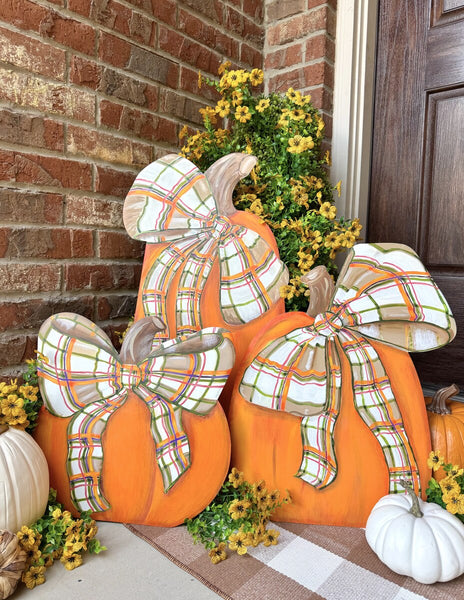 Modern Plaid Pumpkin Stake/Stand