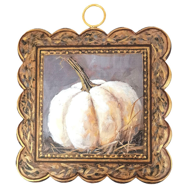 Mini Scallop Art  || Gilded White Pumpkin