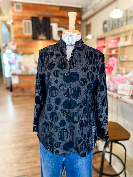 Ali Miles || Abby Jacquard Knit Tunic - Black Dot