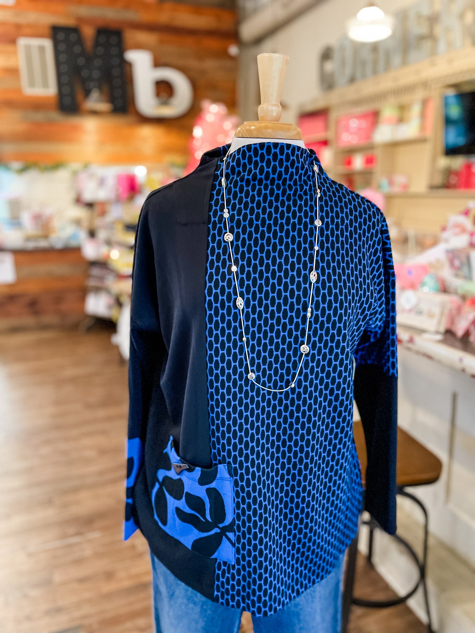 Ali Miles || Ariel Jacquard Knit Tunic - Cobalt