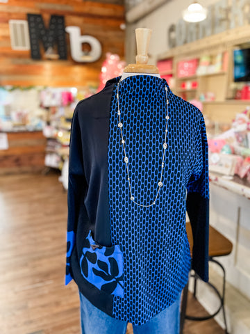 Ali Miles || Ariel Jacquard Knit Tunic - Cobalt