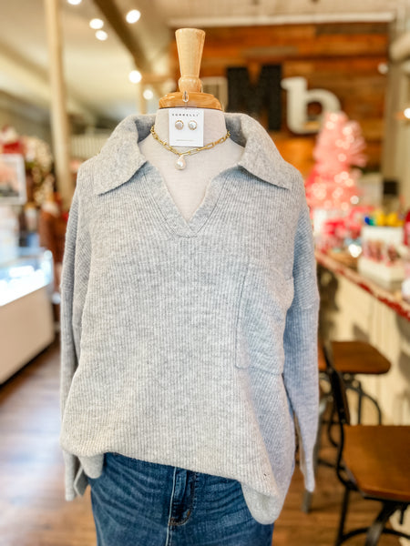 Noa Collared Sweater || Gray