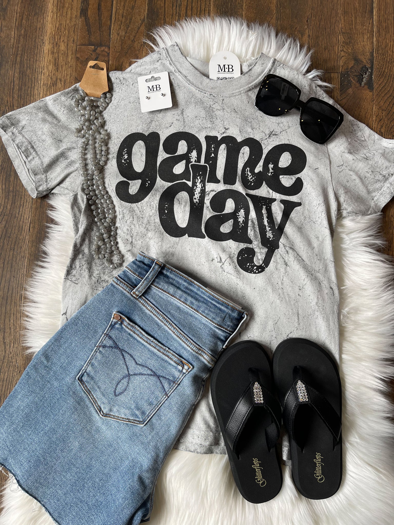 Marbled Game Day Tee || Smoke