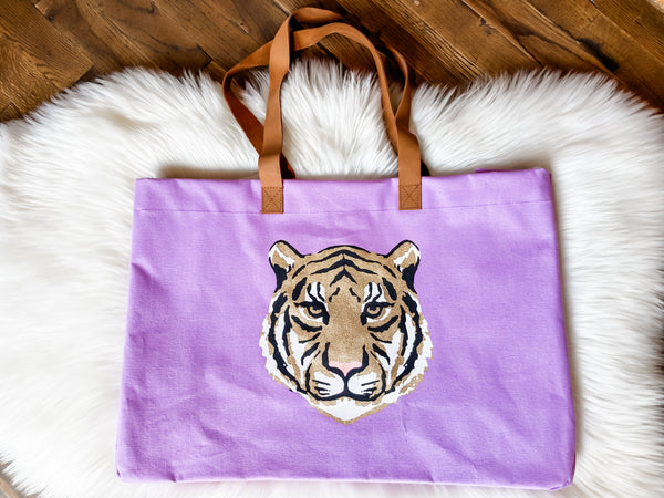Tiger Tote Light Purple/Gold