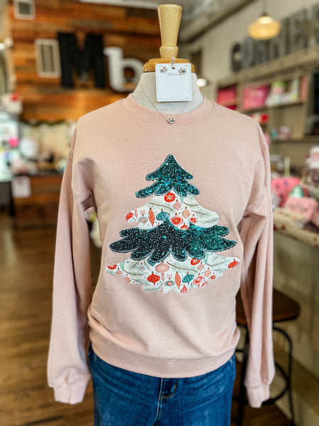 Peach Christmas Tree Pullover