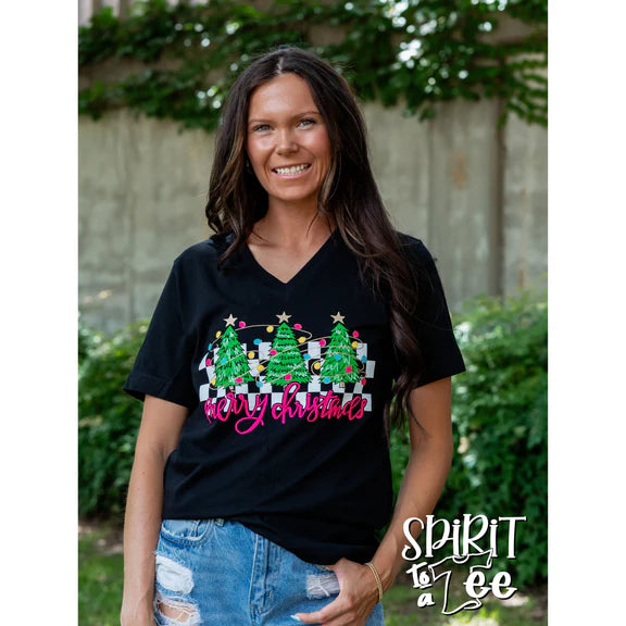 V-Neck Christmas Trees Tee