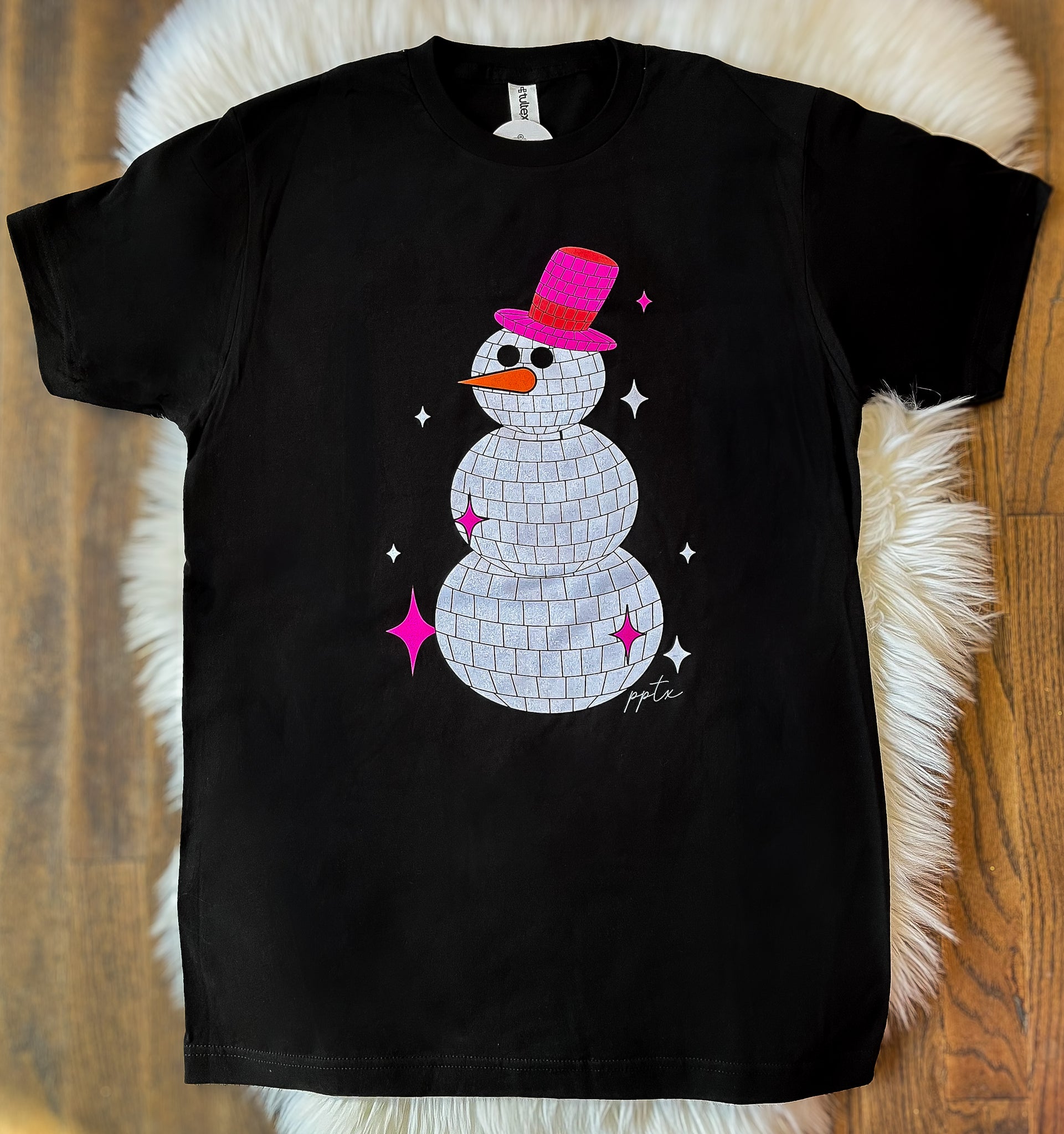 Disco Snowman Glitter Tee