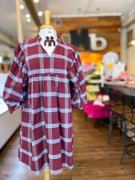 Shipley Plaid Dress || Brown