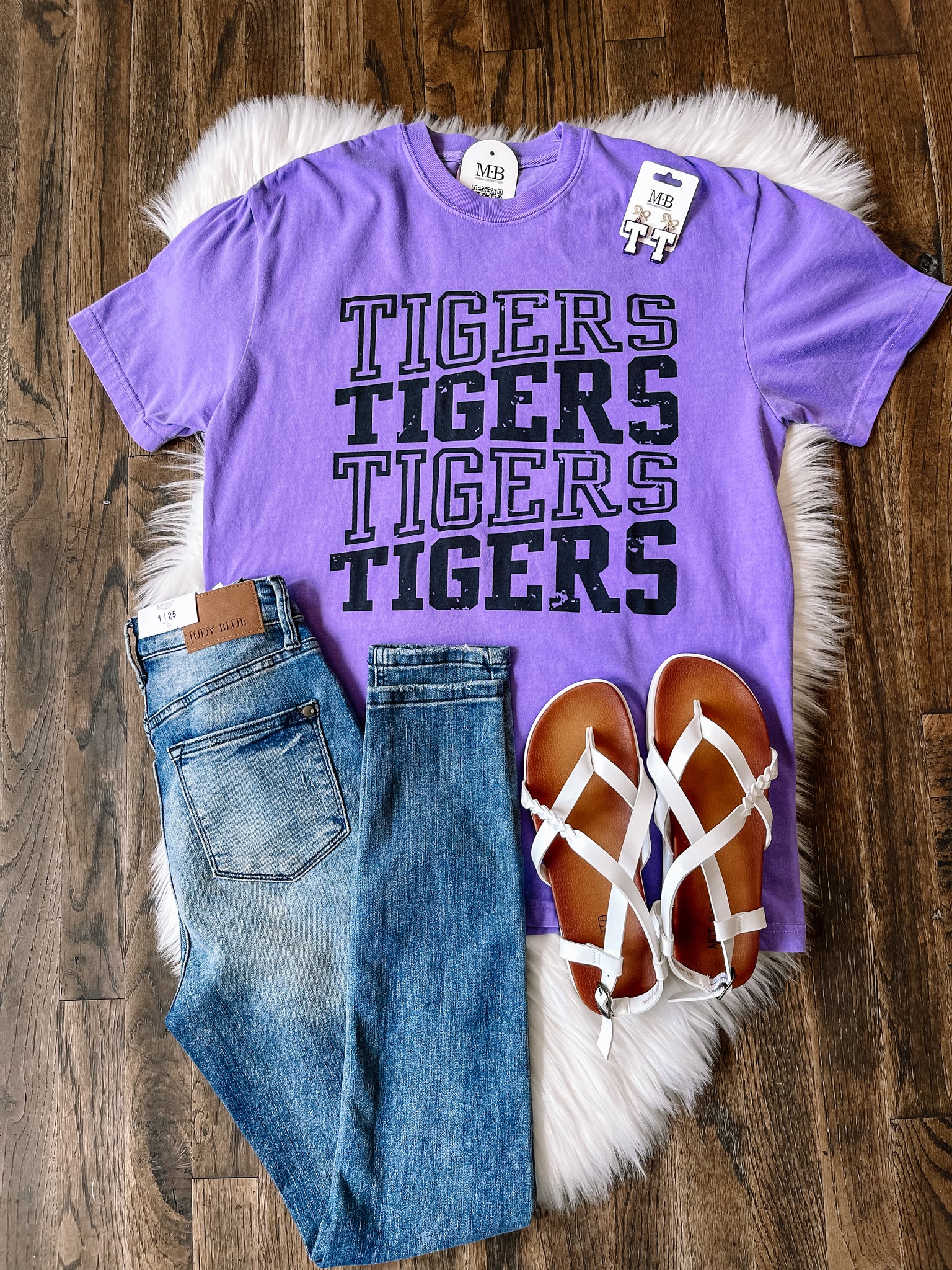 Mascot Arched Repeat Spirit Tee || Tigers on Purple PRE-ORDER