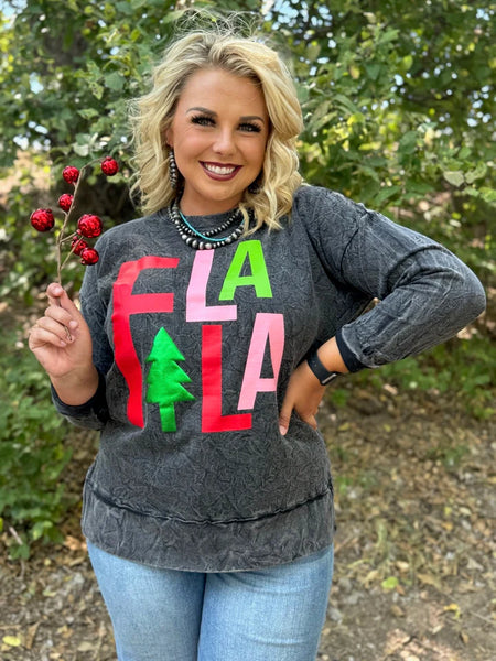 Fa La La with Green Metallic Puff Pullover