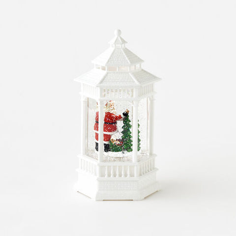 SWIRLY GLITTER GAZEBO SANTA, LIGHTED