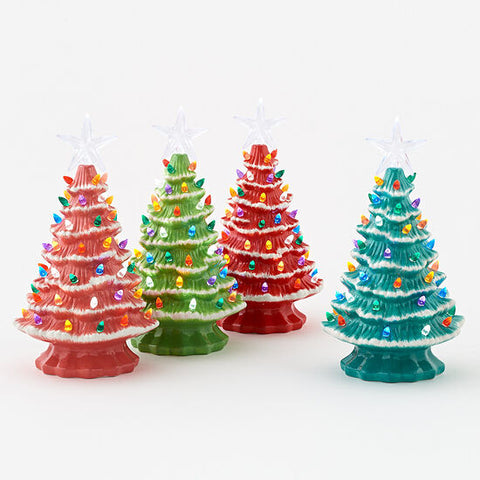 CERAMIC CHIRSTMAS TREE WITH TIMER, 12"