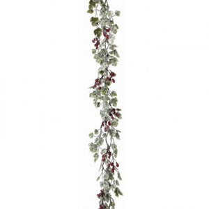 72" Frosted Mini Grape Leaf & Berries Garland