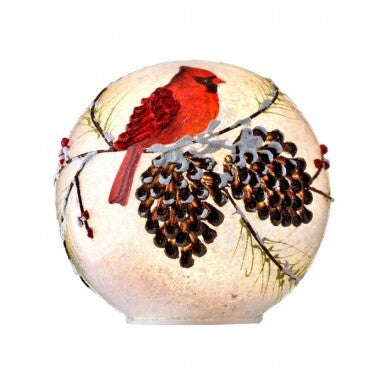 6" LED Cardinal + Pinecone Globe