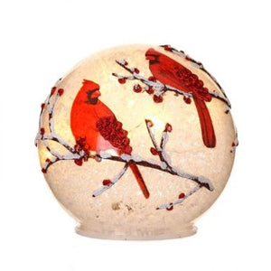 5" LED Snowy Cardinals Globe