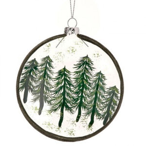 4" Glass Forest Tree Grove Disc Ornament