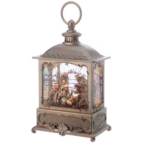 10" LED Nativity Square Lantern Globe