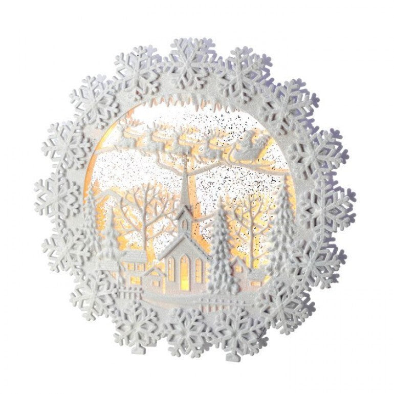 12" Snowflake Wreath Water Globe - LED/BTY/TMR