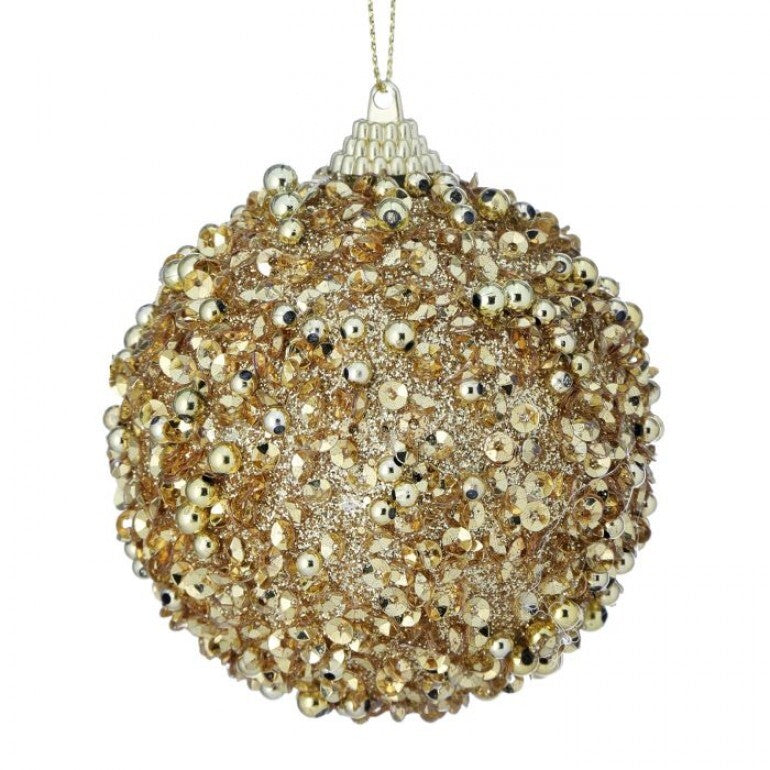 80MM Glitter Ball Ornament || Gold