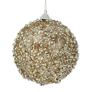 100MM Glitter Ball Ornament || Gold