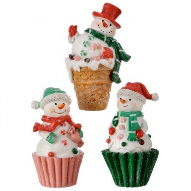 6.5" Resin Snowman Sweet Cupcake