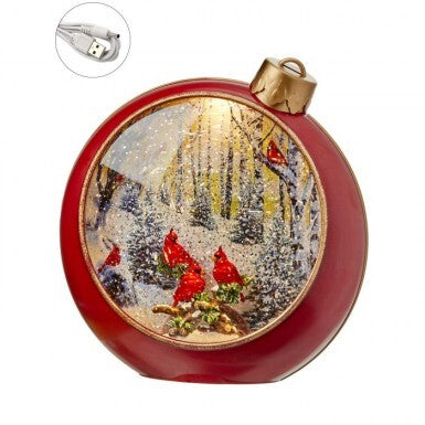 8.5" LED Cardinal Ornament Water Globe