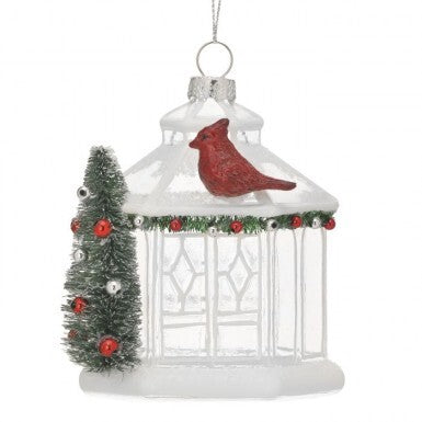 4.5" Glass Gazebo w/Cardinal Ornament