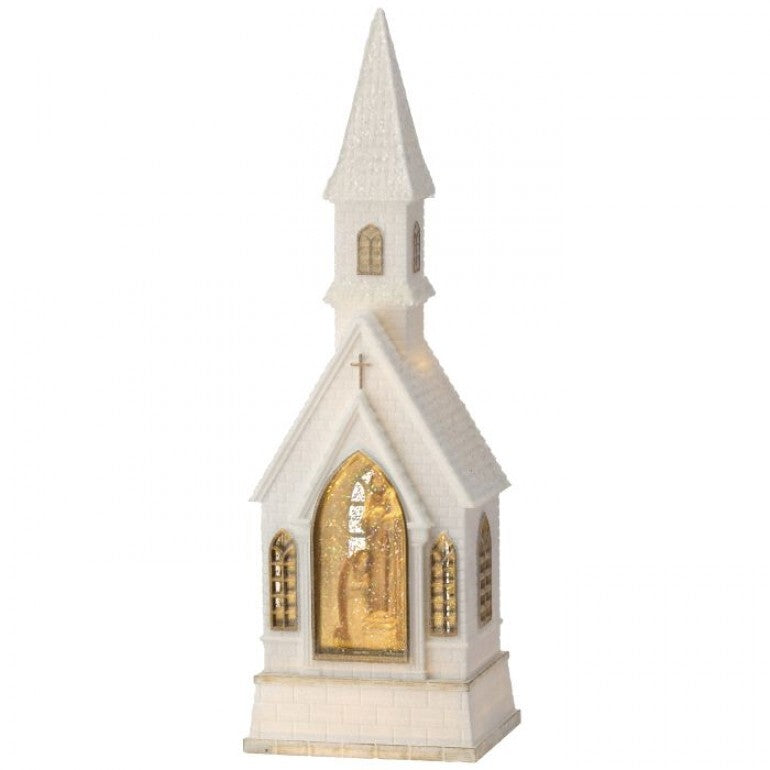 16" Church/Holy Family Water Globe - LED/BTY/TMR