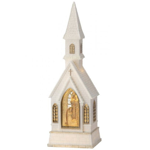 16" Church/Holy Family Water Globe - LED/BTY/TMR