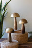Antique Brass Mushrooms with Wooden Bases