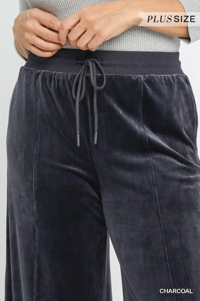 Robin Ribbed Wide Leg Pants in Charcoal