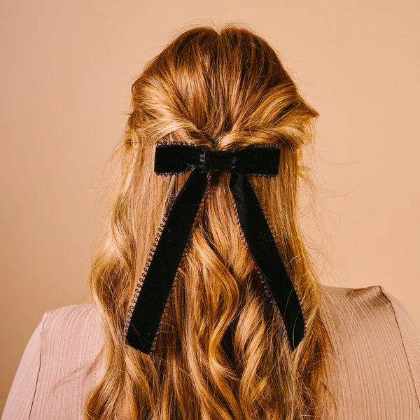 Vintage Velvet Hair Bow || Black