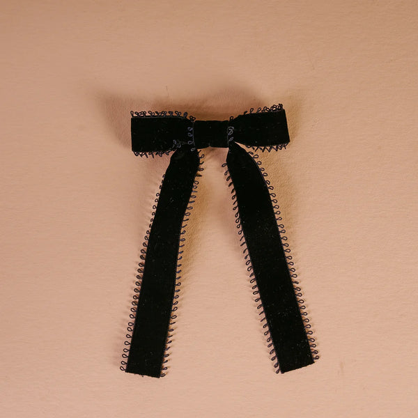 Vintage Velvet Hair Bow || Black