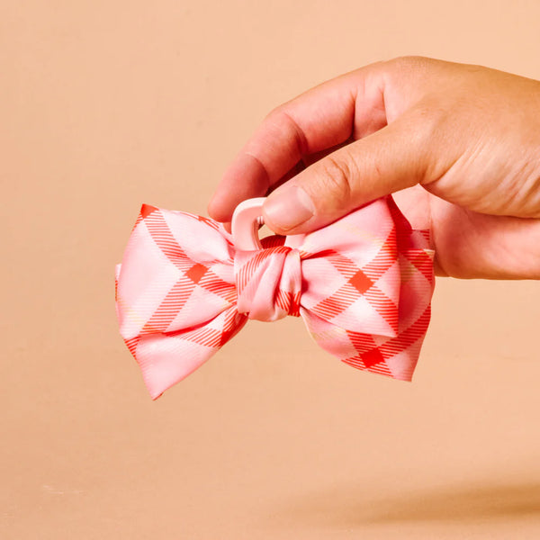 Mini Bow Claw Clip || Festive Plaid