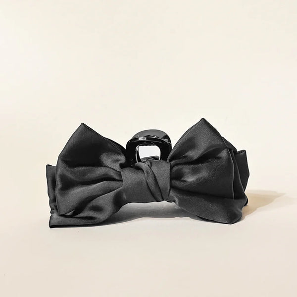 Satin Bow Claw Clip || Black