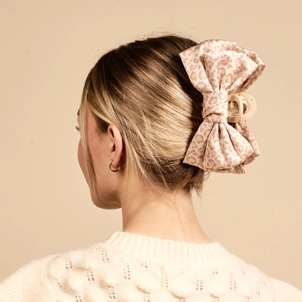 Satin Bow Claw Clip || Cheetah