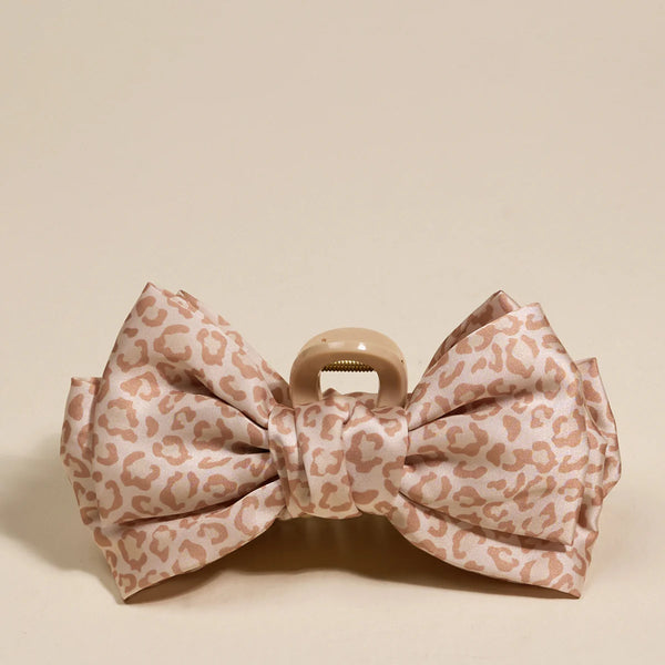Satin Bow Claw Clip || Cheetah