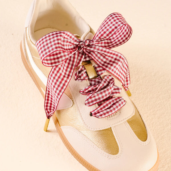 Step It Up Shoelaces || Gingham Burgundy