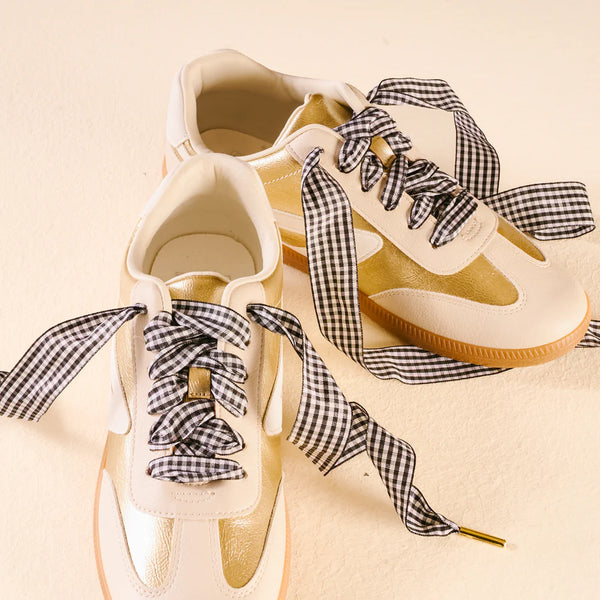Step It Up Shoelaces || Gingham Black