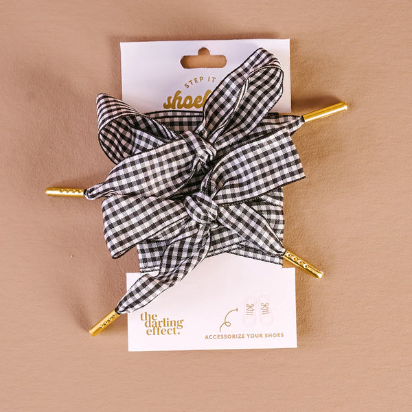 Step It Up Shoelaces || Gingham Black