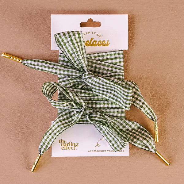 Step It Up Shoelaces || Gingham Green
