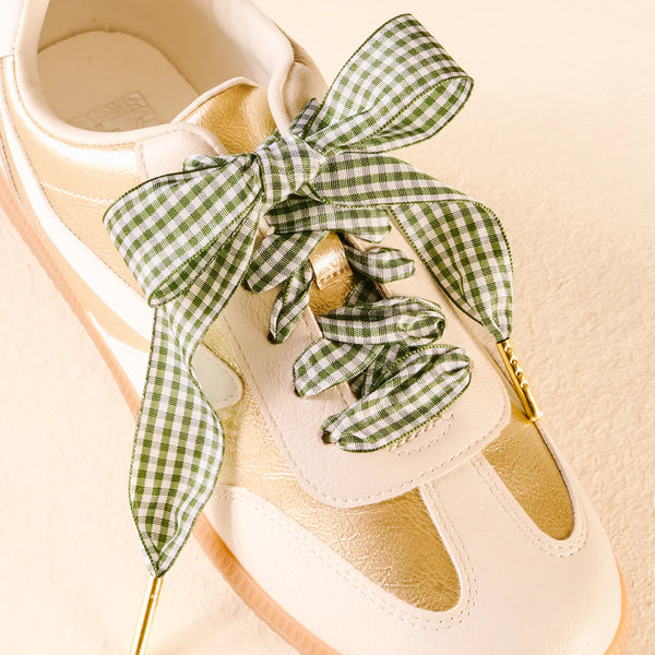 Step It Up Shoelaces || Gingham Green