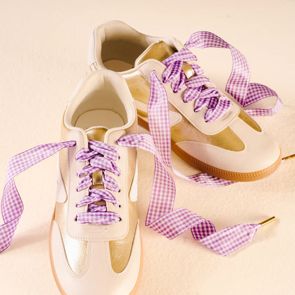 Step It Up Shoelaces || Gingham Purple