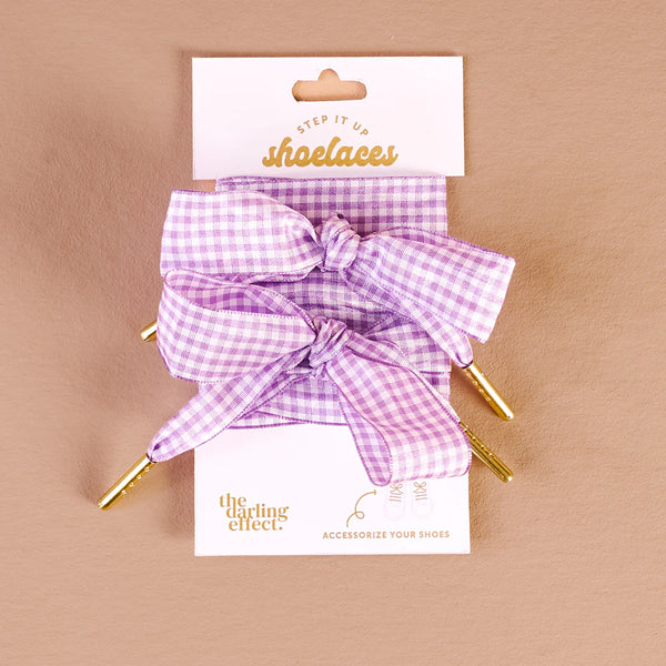 Step It Up Shoelaces || Gingham Purple