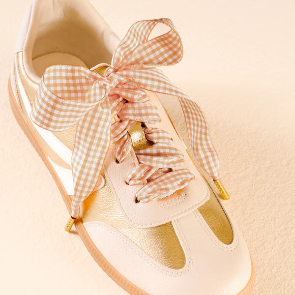 Step It Up Shoelaces || Gingham Tan